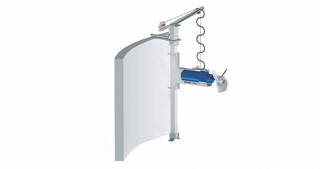 RECK - Slurry mixers: Submersible mixer ORKA-EX with Wall bracket for open pit